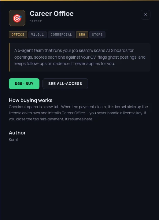 The side panel of a paid extension with its Buy button and How buying works