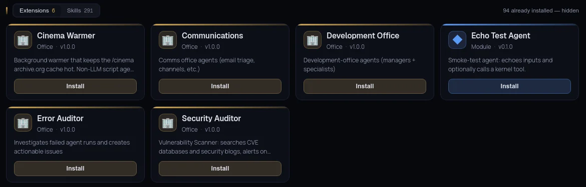 Free extensions with their Install buttons